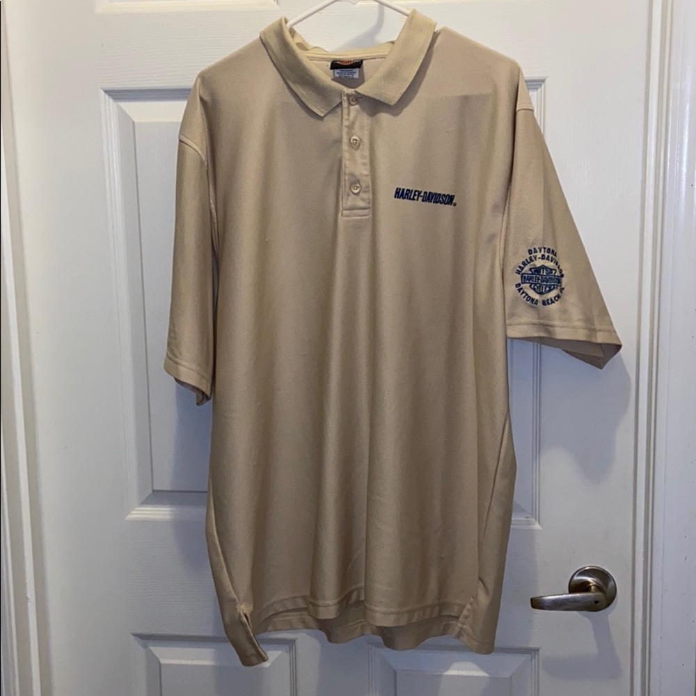 Harley Davidson Beige 3-Button Polo